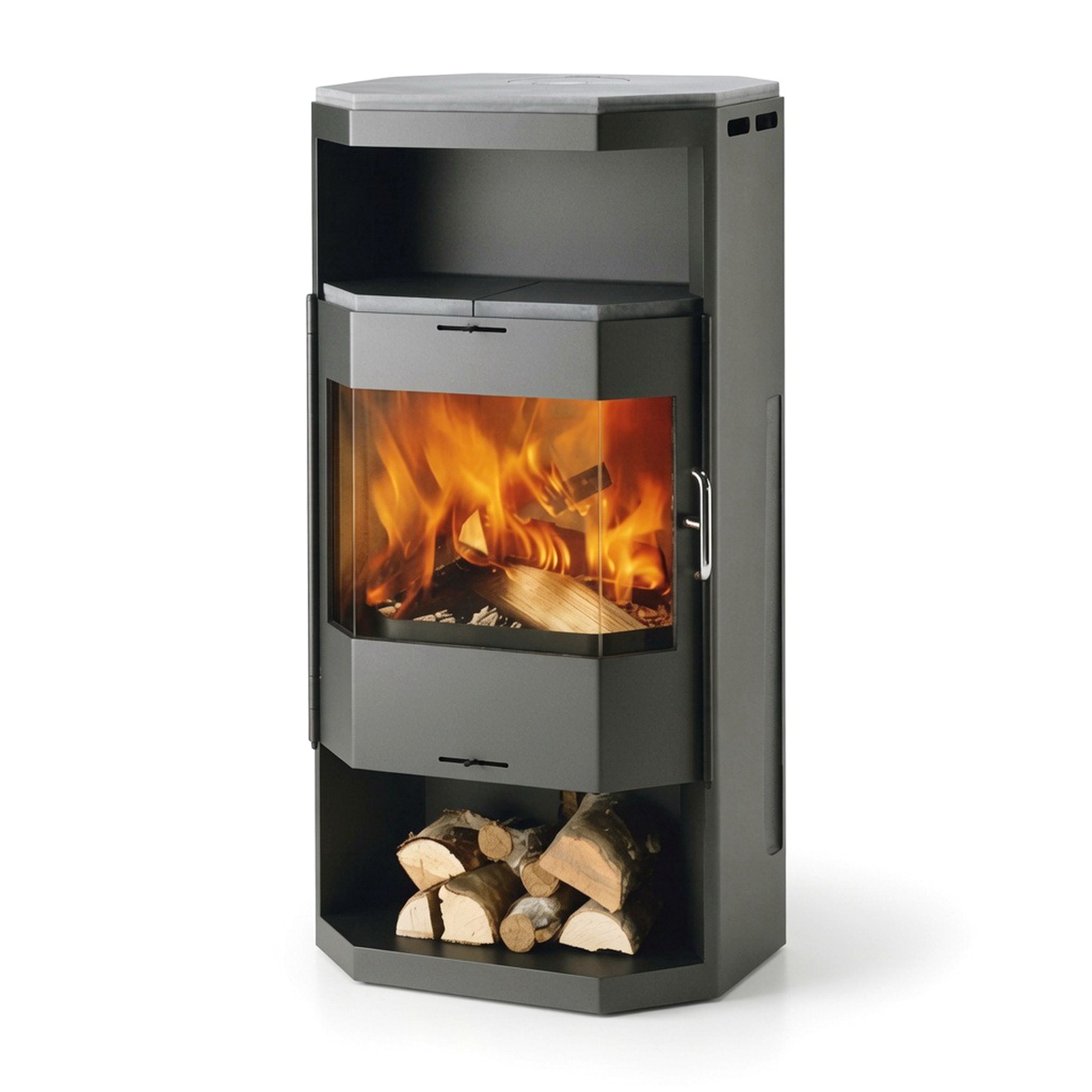 Kamin, Pelletkamin, Glasfront, Holzfeuer, Holzlagerung