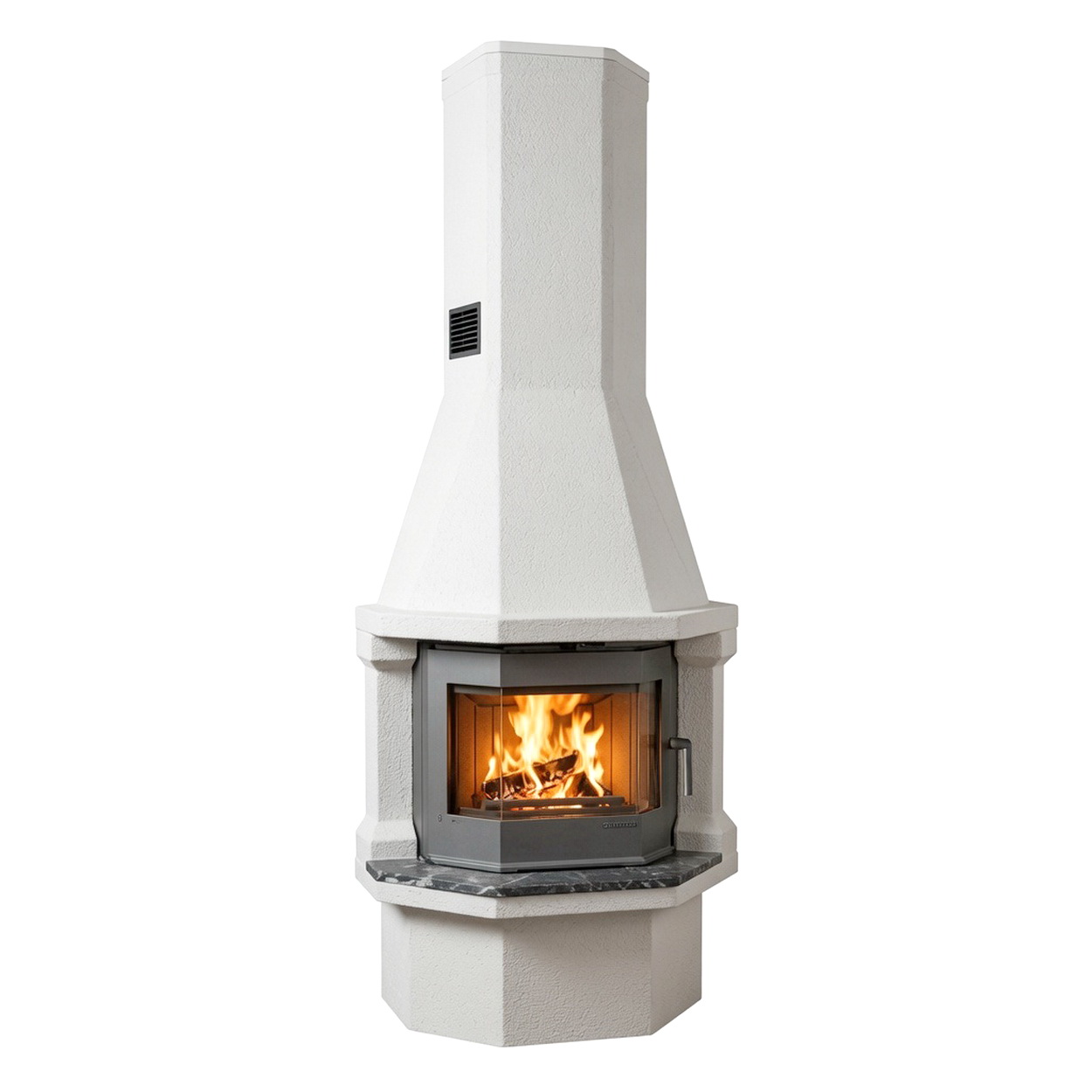 Kamin, Ecksteinofen, Feuerstelle, Steinoptik, Gaskamin