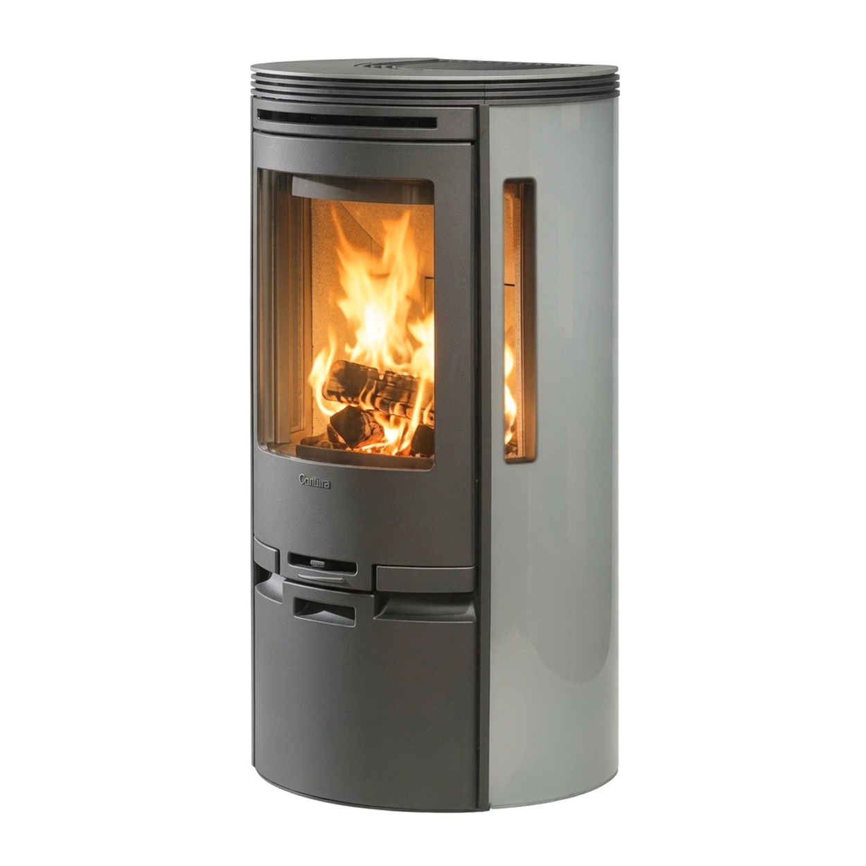 Herdofen, Kaminofen, Stil: modern, Grau, Feuerraum