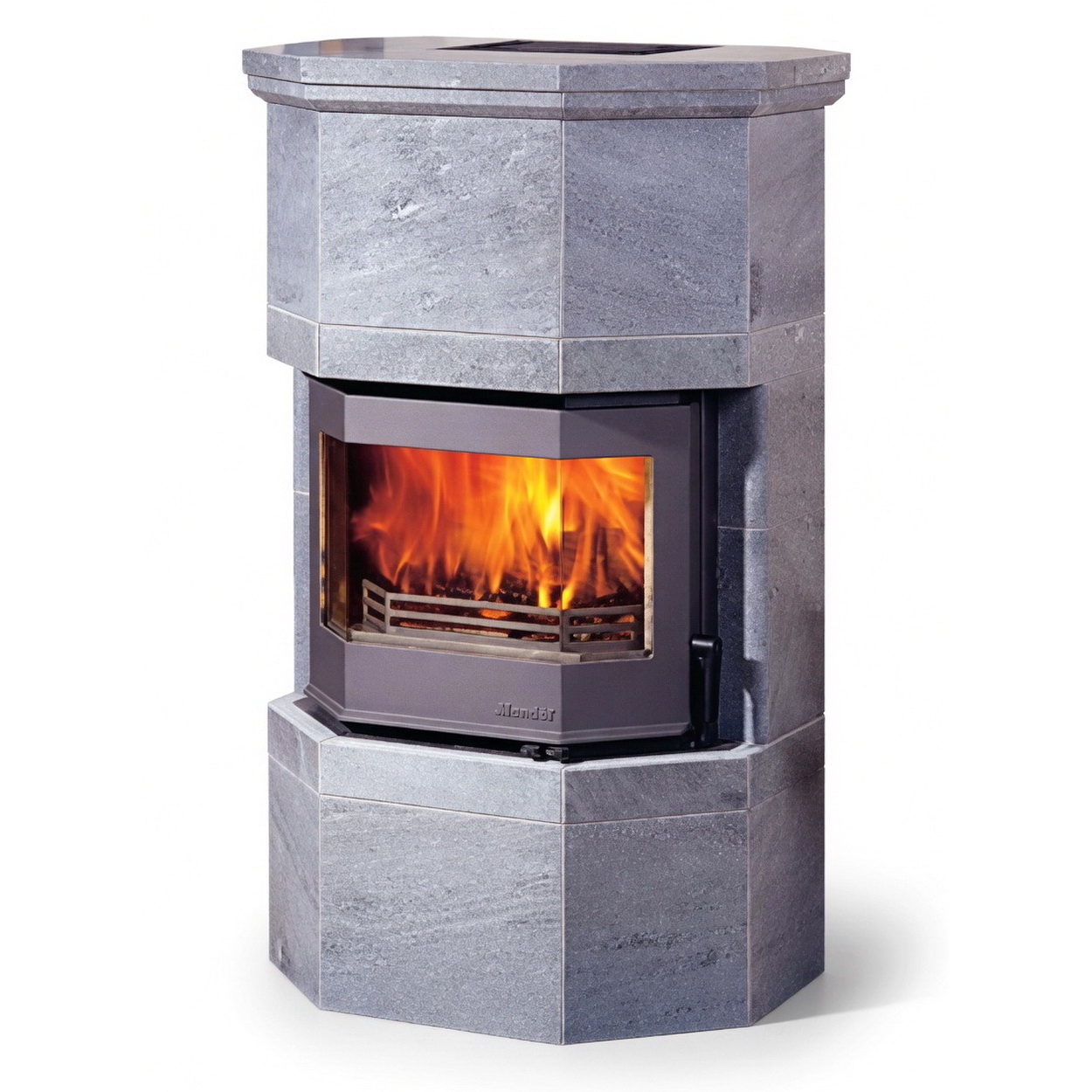 Kamin, Feuerstelle, Steinoptik, Gaskamin, Gepufferter Ofen