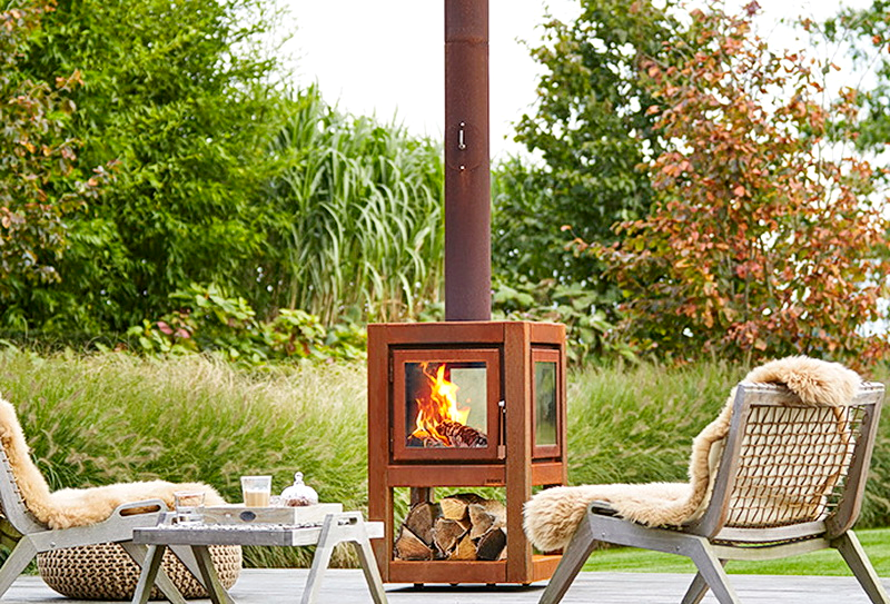 RB73 QUARUBA L mobile Gartenkamin fahrbar