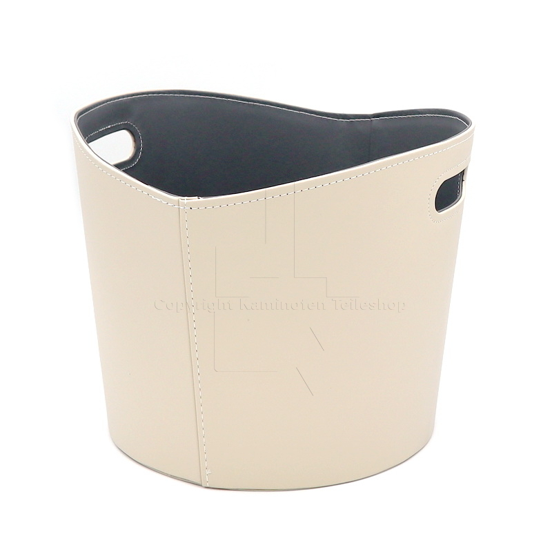 Kaminholzkorb beige aus Lederimitat